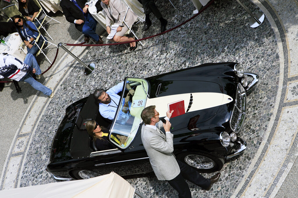 Class E : Post-War open sports cars with entrant Maserati A6GCS (1955) by Frua .